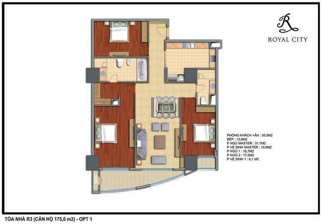 Mặt bằng căn hộ 175.6m2