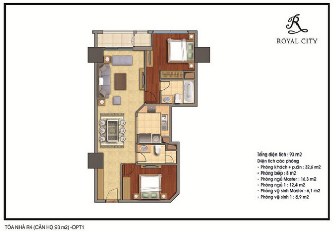 Mặt bằng căn hộ 93m2