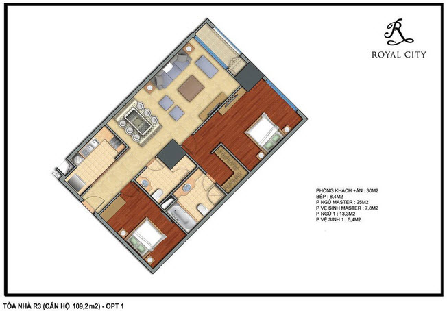 Mặt bằng căn hộ 109.2m2