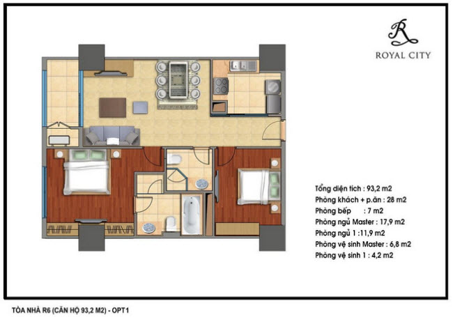 Floor layout of 93.2m2 Apartments