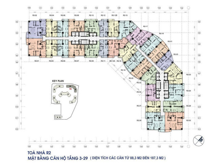 Floor layout of Apartments from 3-29 floor