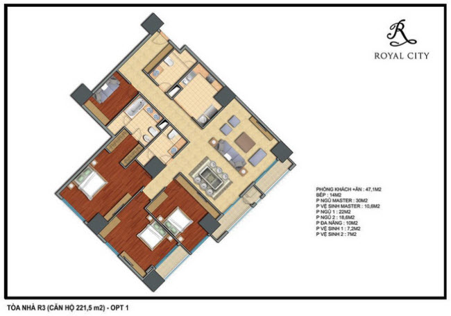 Mặt bằng căn hộ 221.5m2