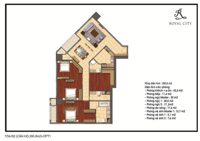 Mặt bằng căn 200.8m2