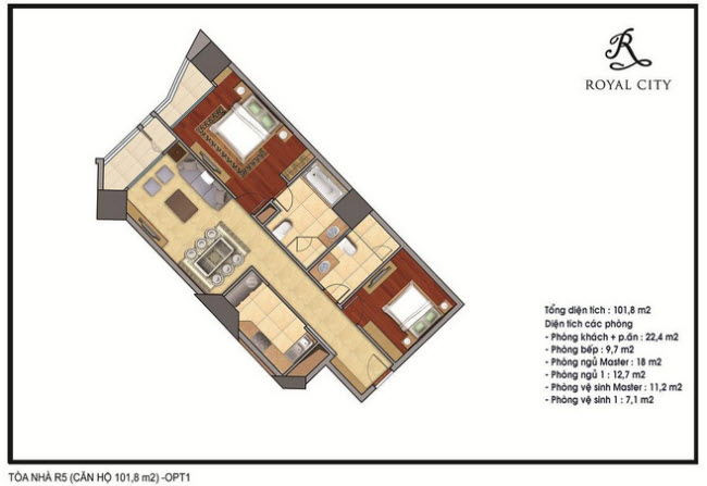 Mặt bằng căn hộ 101.8m2