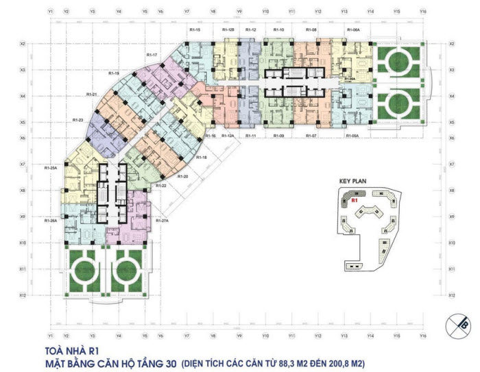 Floor layout of Apartments in 30 floor