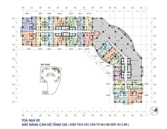 Floor layout of Apartments in 12A floor