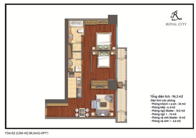 Mặt bằng căn 96.3m2