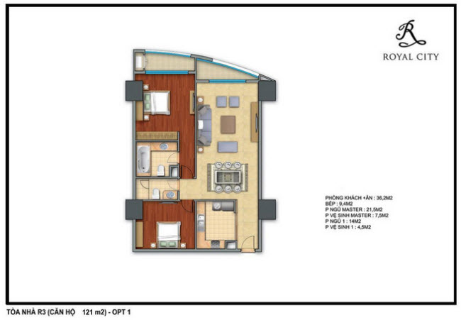 Mặt bằng căn hộ 121m2