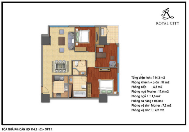 Floor layout of 114.3m2 Apartments