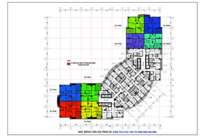 Floor layout of Apartments in 35 floor