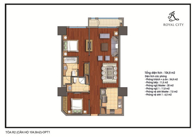 Mặt bằng căn 104.8m2