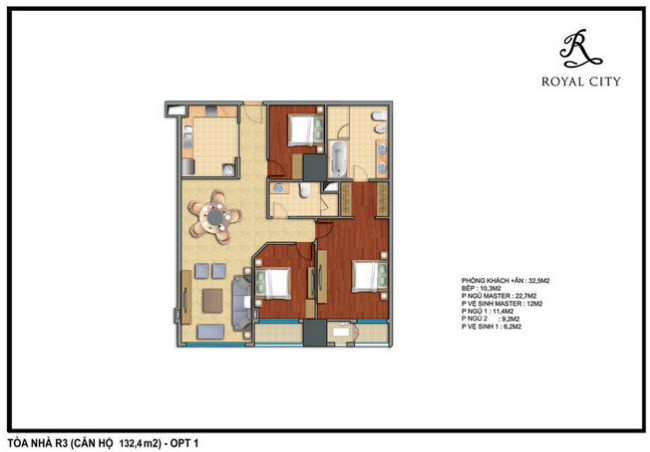 Mặt bằng căn hộ 132.4m2