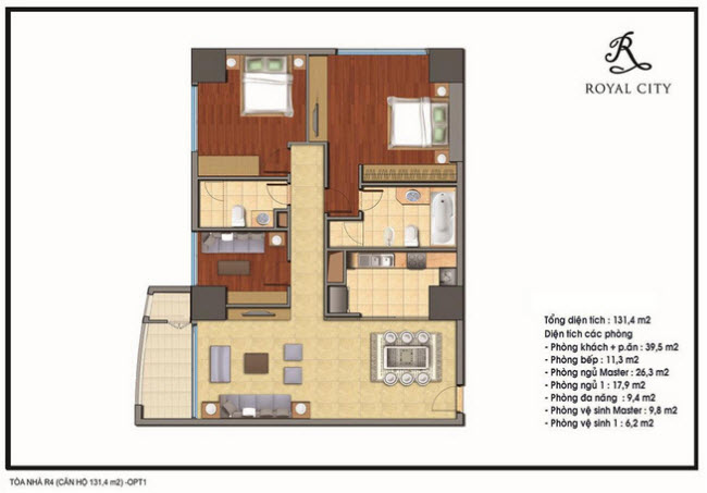 Mặt bằng căn hộ 131.4m2