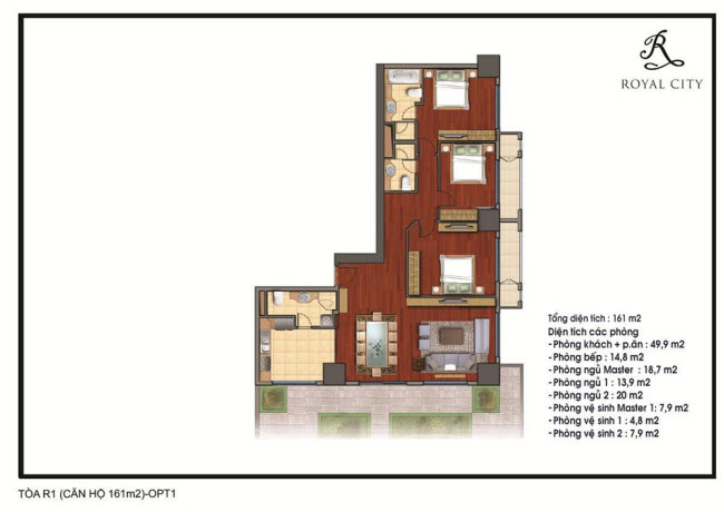 Mặt bằng căn 161m2