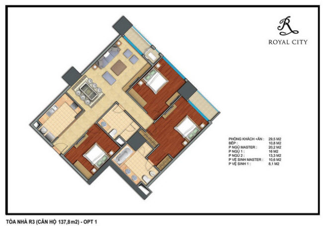 mặt bằng căn hộ 137.8m2