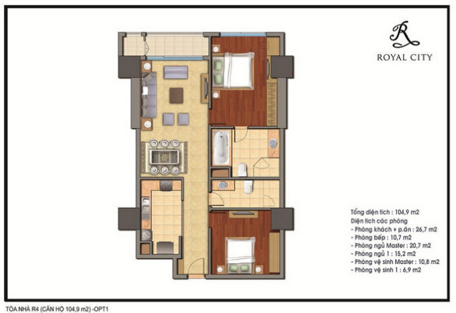 Mặt bằng căn hộ 104.9m2