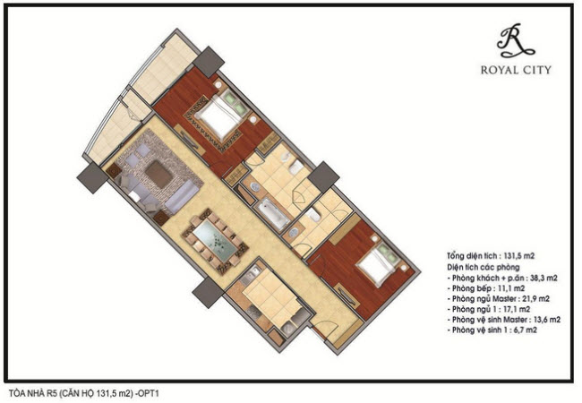 Mặt bằng căn hộ 131.5m2