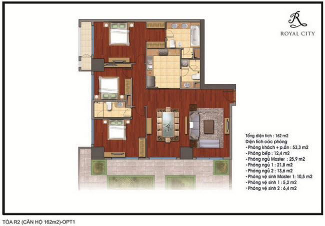 Mặt bằng căn 162m2