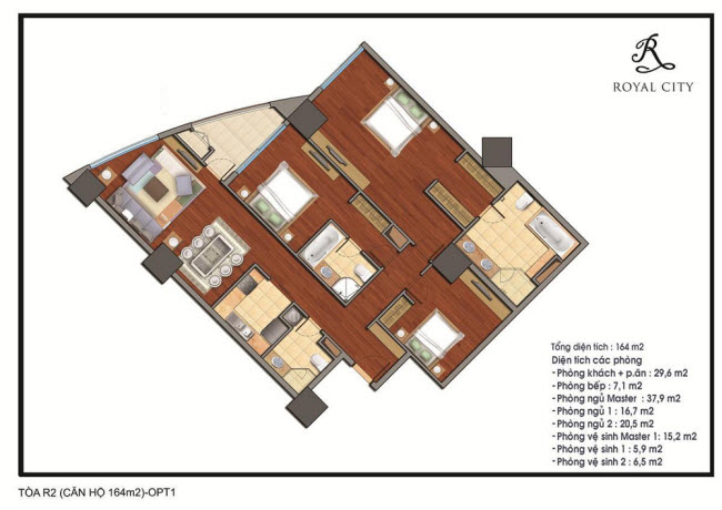 Mặt bằng căn 164m2