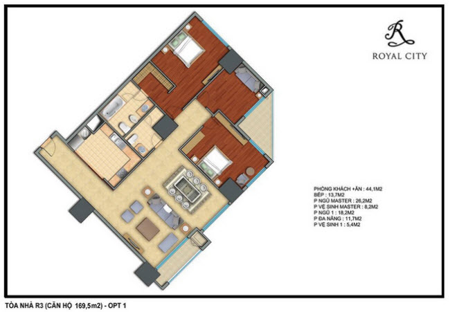 Mặt bằng căn hộ 169.5m2