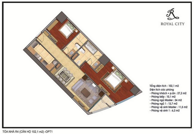 Mặt bằng căn hộ 102.1 m2