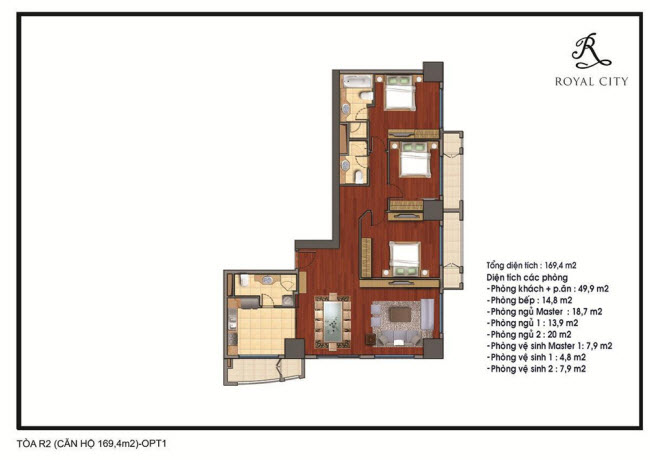 Mặt bằng căn 169.4m2