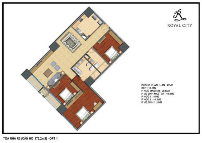 Mặt bằng căn hộ 172.2m2