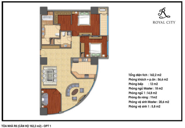 Floor layout of 162.2m2 Apartments