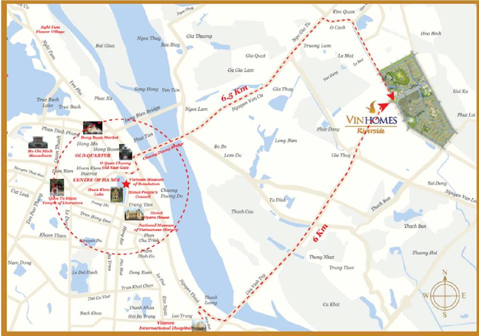 Location of Vinhomes Riverside Urban