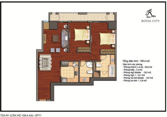 Mặt bằng căn hộ 109.4m2