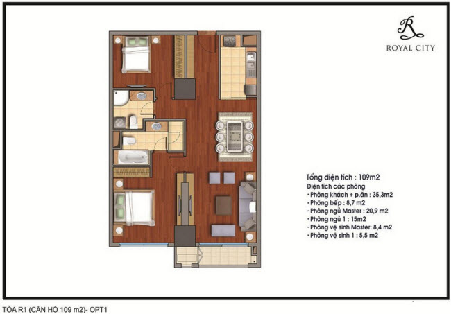 Mặt bằng căn hộ 109m2