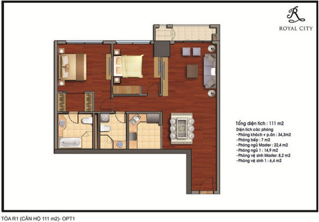 Mặt bằng căn hộ 111m2