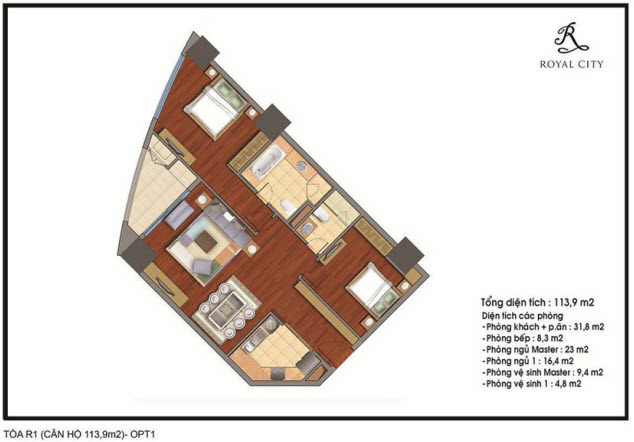 Mặt bằng căn hộ 113m2